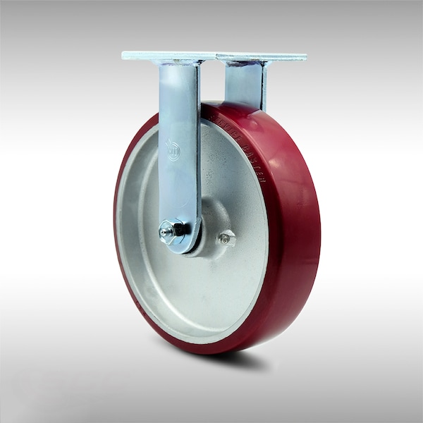 8 Inch Stainless Steel Poly on Aluminum Wheel Rigid Caster with Roller Bearing